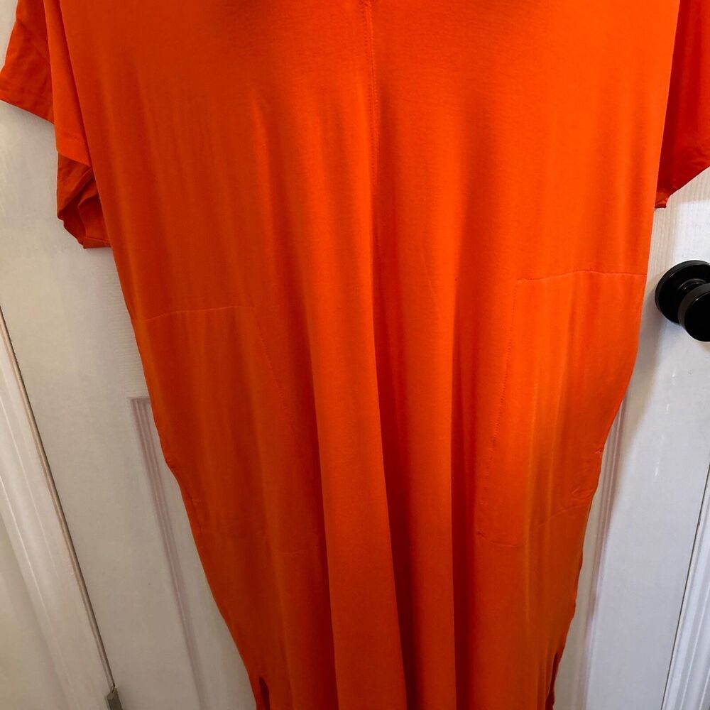 Ava & Viv Plus Size 1X Orange V Neck Dolman Short Sleeve Dress NWT - Picture 14 of 16